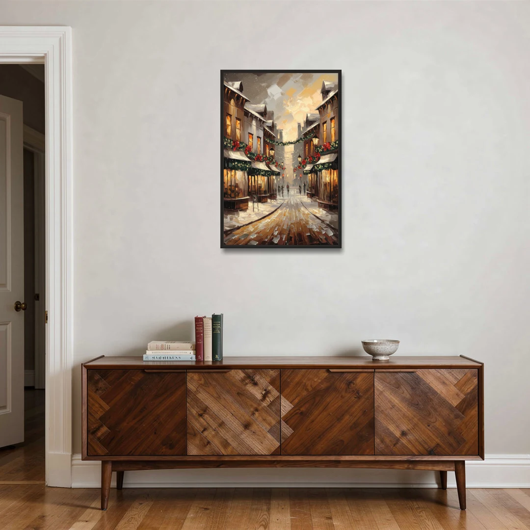 Garland Historic Downtown - Black Framed Canvas Wall Art - Coffee Table - 24x36