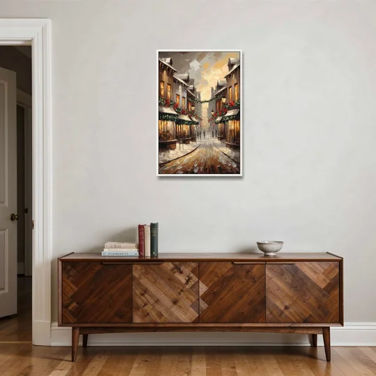 Garland Historic Downtown - White Framed Canvas Wall Art - Coffee Table - 24x36