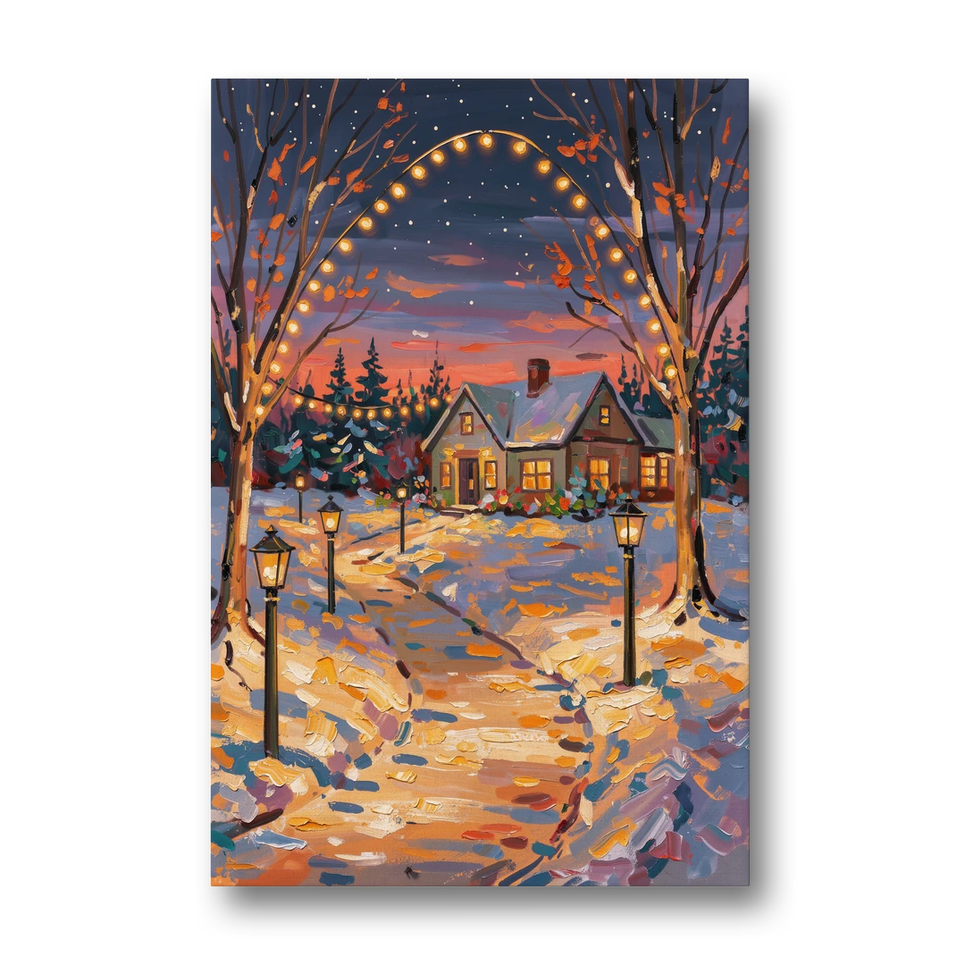 Garland Nighttime Lights - Canvas Wall Art - Front