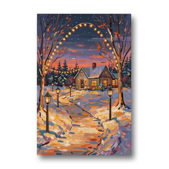 Garland Nighttime Lights - Canvas Wall Art - Front