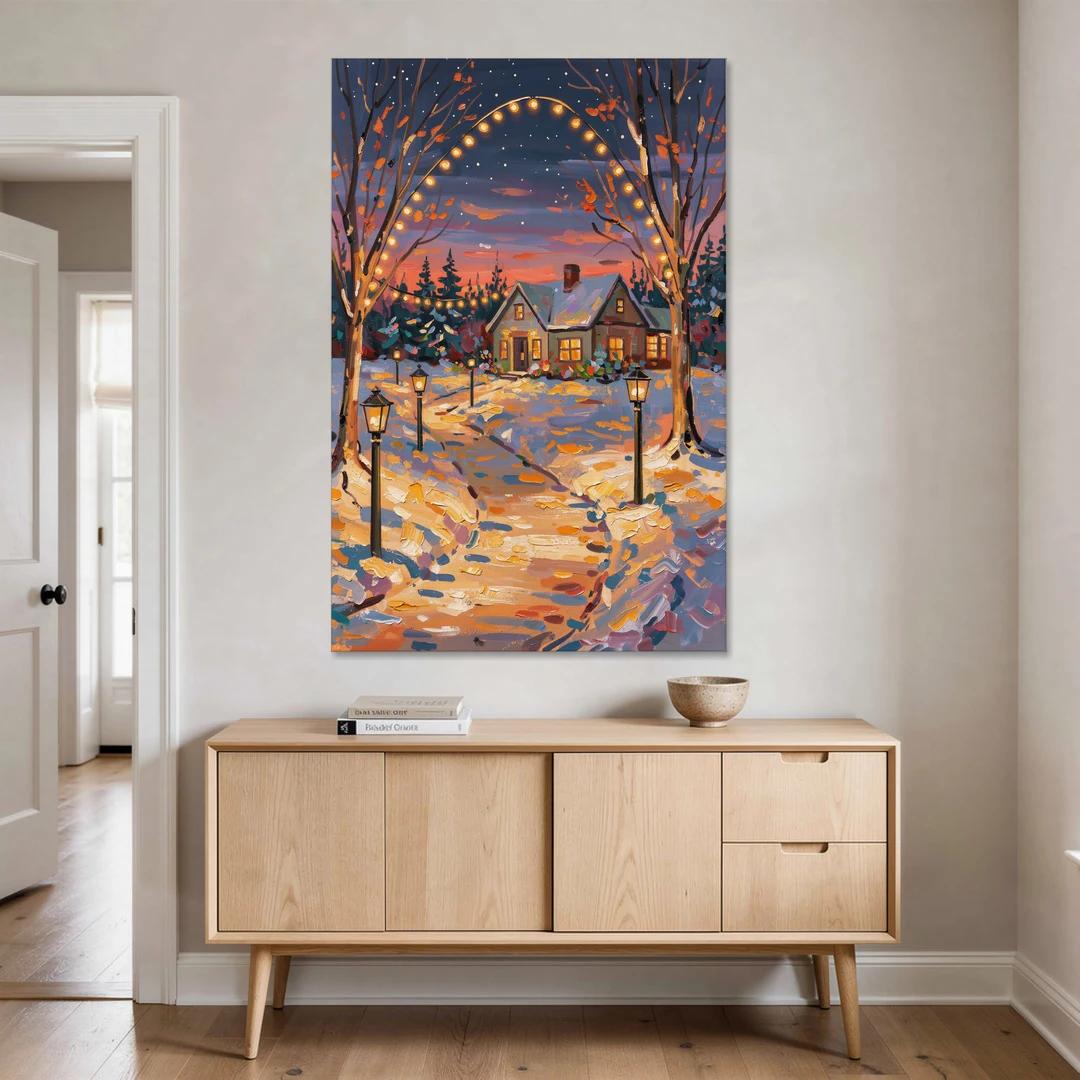 Garland Nighttime Lights - Canvas Wall Art - Coffee Table - 40x60