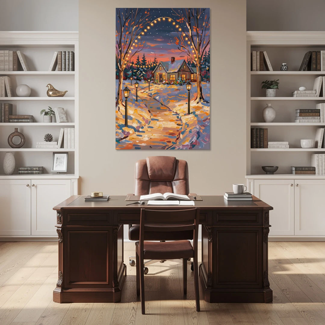 Garland Nighttime Lights - Canvas Wall Art - Office - 40x60