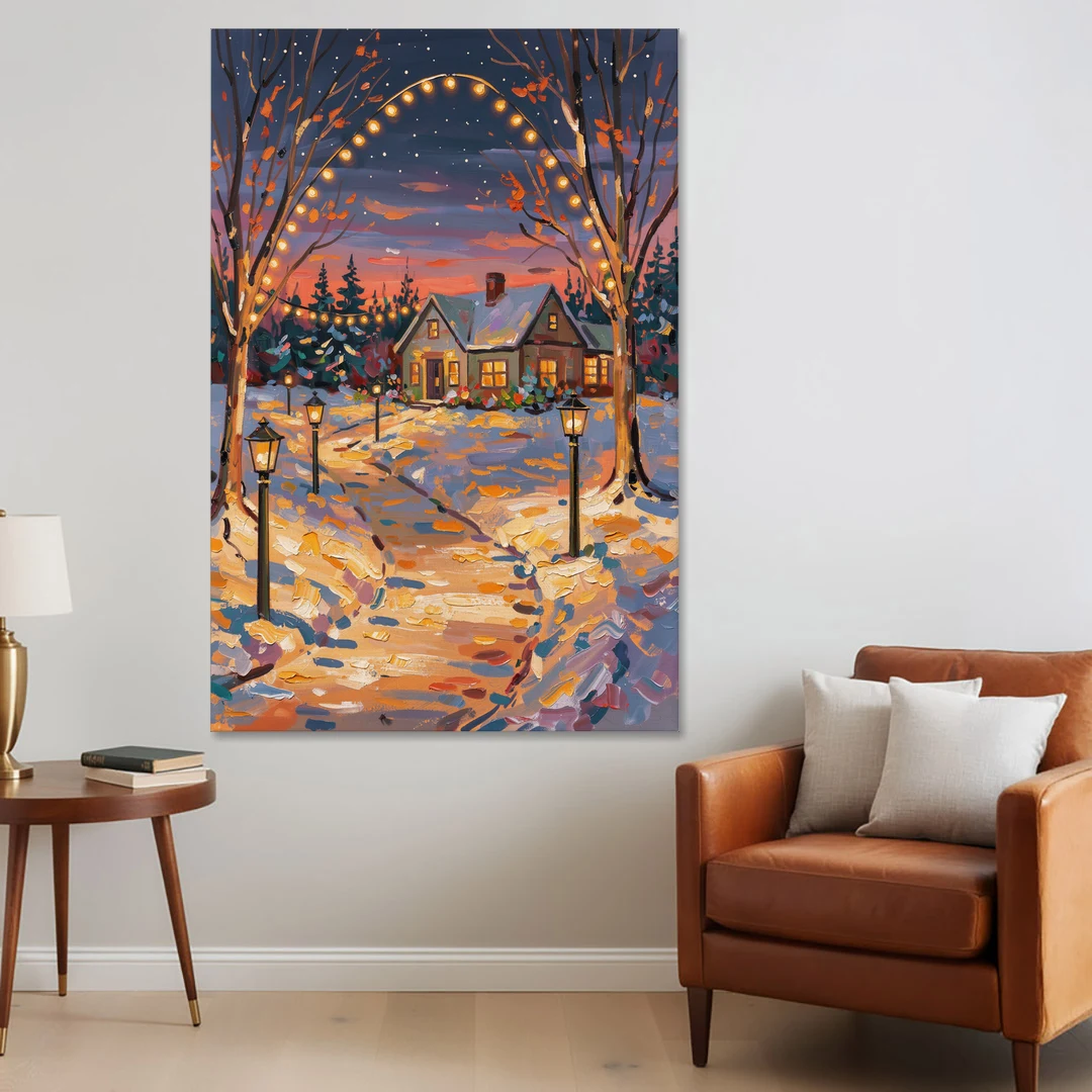 Garland Nighttime Lights - Canvas Wall Art - Sofa - 40x60