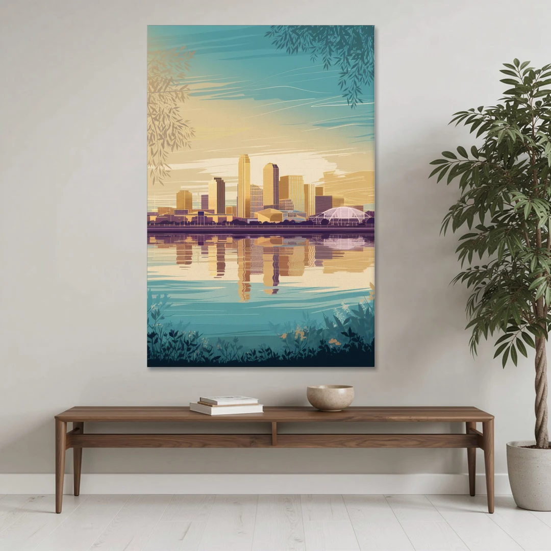 Garland Skyline Reflection - Canvas Wall Art - Coffee Table - 40x60