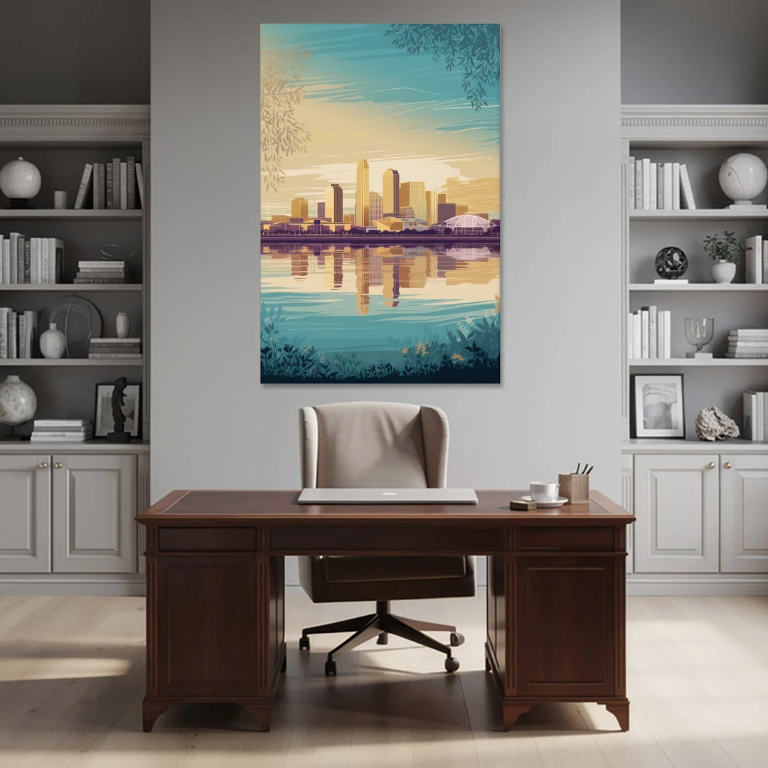 Garland Skyline Reflection - Canvas Wall Art - Office - 40x60