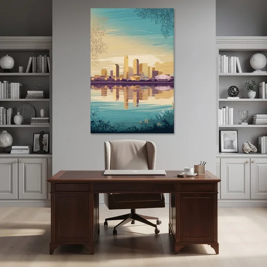 Garland Skyline Reflection - Canvas Wall Art - Office - 40x60