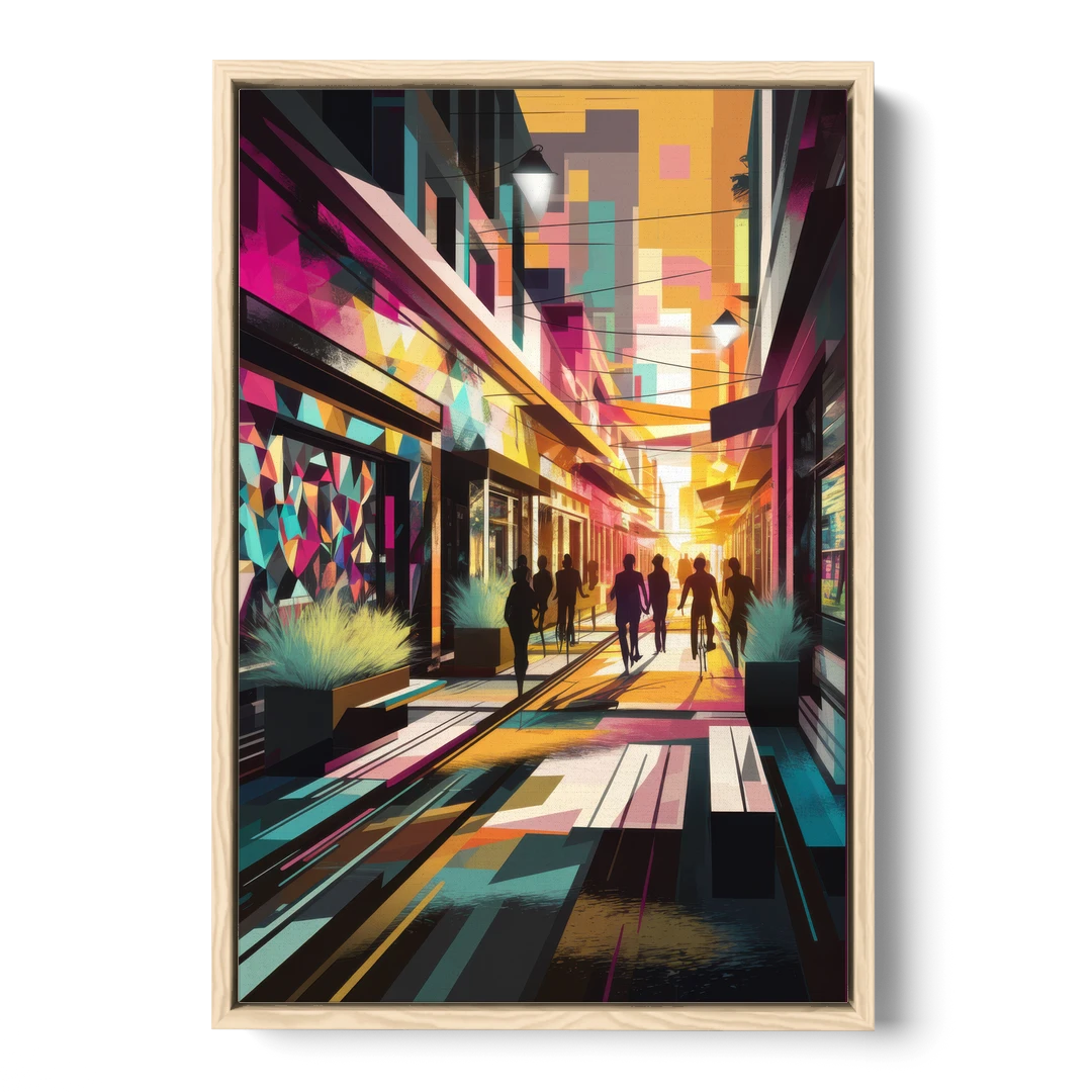 Garland Vibrant Streets - Oak Framed Canvas Wall Art - Front