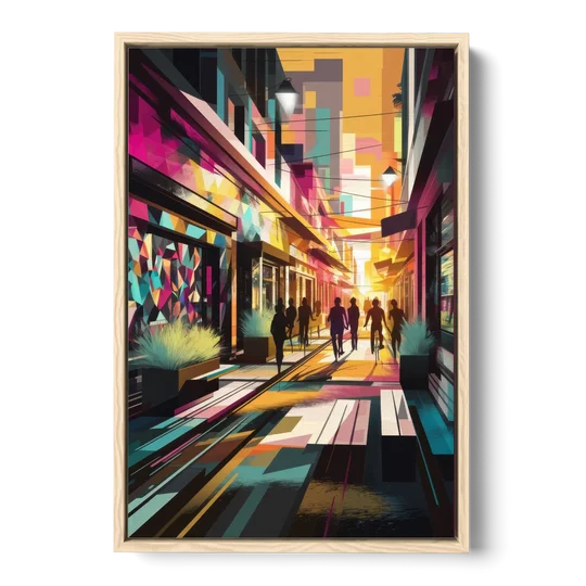 Garland Vibrant Streets - Oak Framed Canvas Wall Art - Front