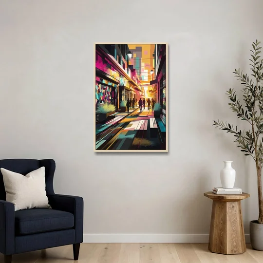 Garland Vibrant Streets - Oak Framed Canvas Wall Art - Sofa - 24x36