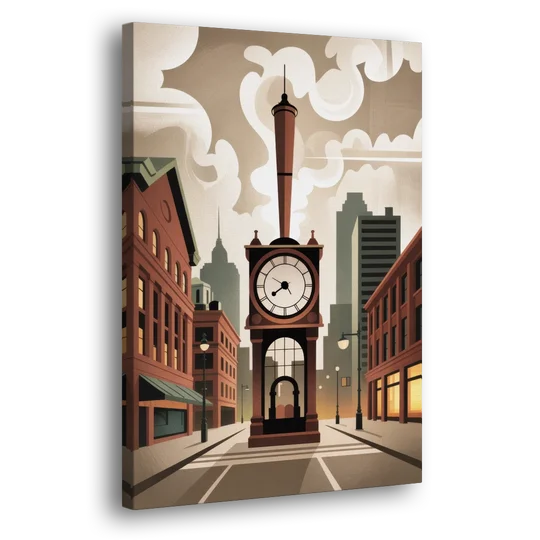 Gastown Steam Clock - Canvas Wall Art - Side