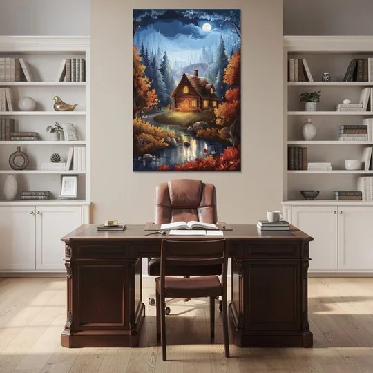 Gatlinburg Cabin in the Woods - Canvas Wall Art - Office - 40x60