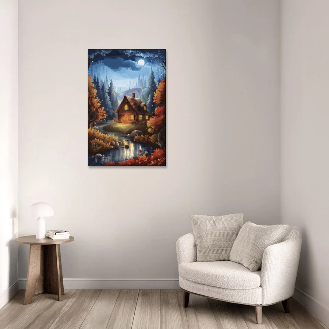 Gatlinburg Cabin in the Woods - Canvas Wall Art - Sofa - 24x36