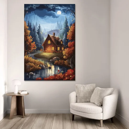 Gatlinburg Cabin in the Woods - Canvas Wall Art - Sofa - 40x60