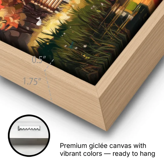 Gatlinburg Cabin in the Woods Rustic - Oak Framed Canvas Wall Art - Gallery Wrap Corner
