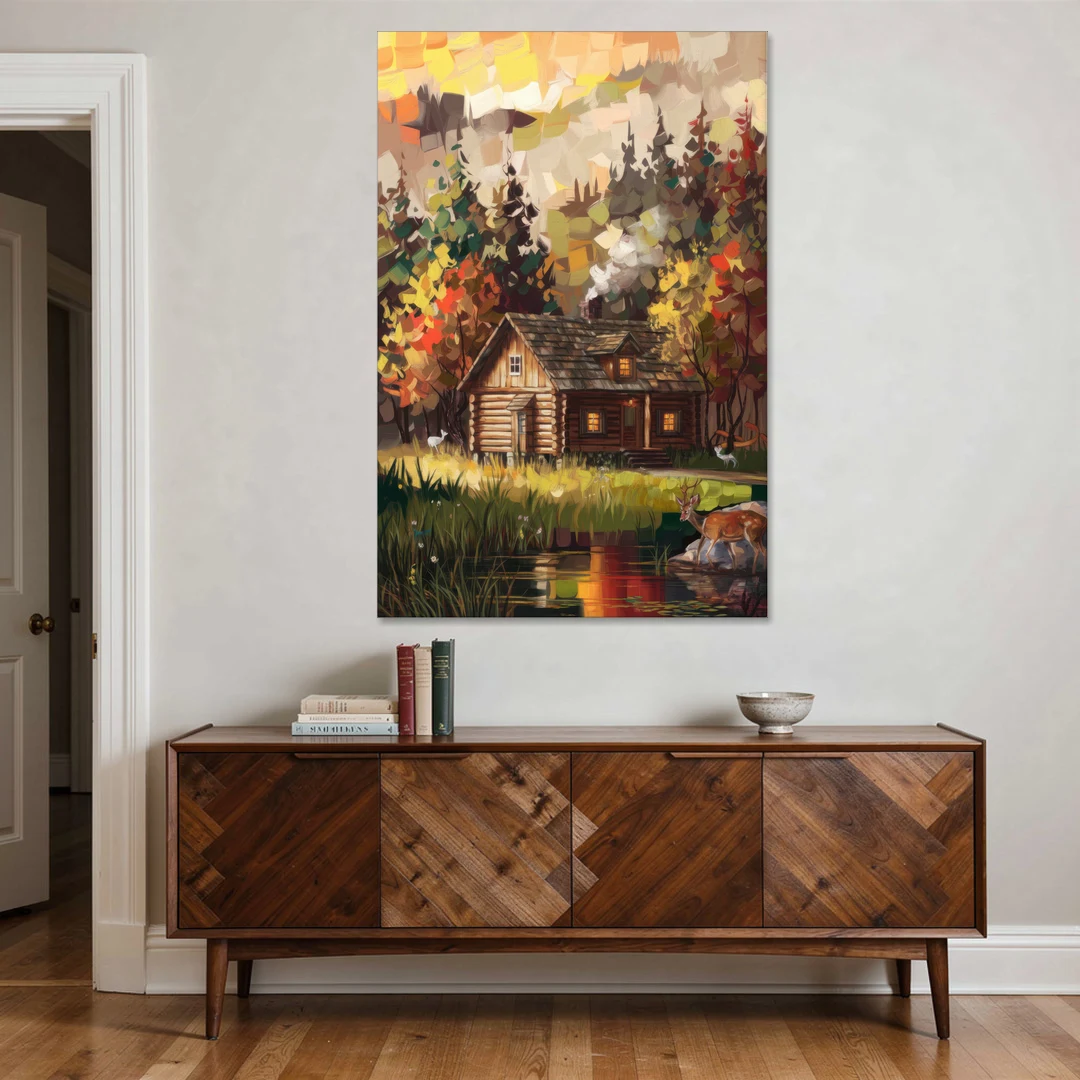 Gatlinburg Cabin in the Woods Rustic - Canvas Wall Art - Coffee Table - 40x60