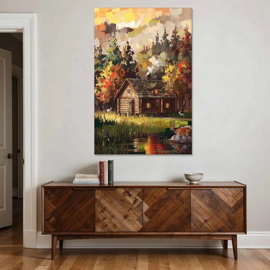 Gatlinburg Cabin in the Woods Rustic - Canvas Wall Art - Coffee Table - 40x60