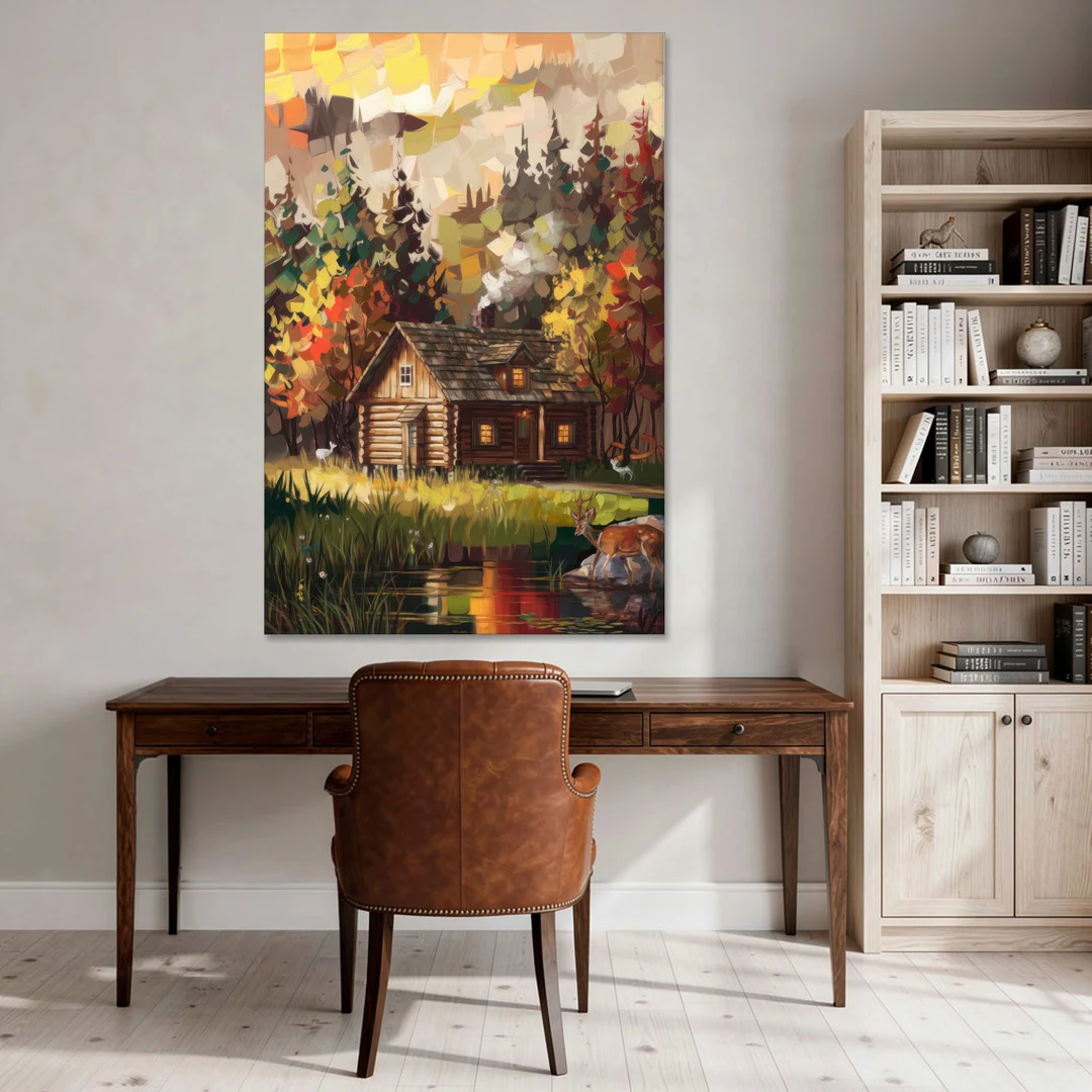 Gatlinburg Cabin in the Woods Rustic - Canvas Wall Art - Office - 40x60