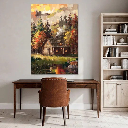 Gatlinburg Cabin in the Woods Rustic - Canvas Wall Art - Office - 40x60