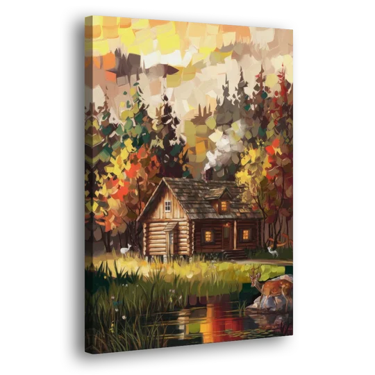 Gatlinburg Cabin in the Woods Rustic - Canvas Wall Art - Side