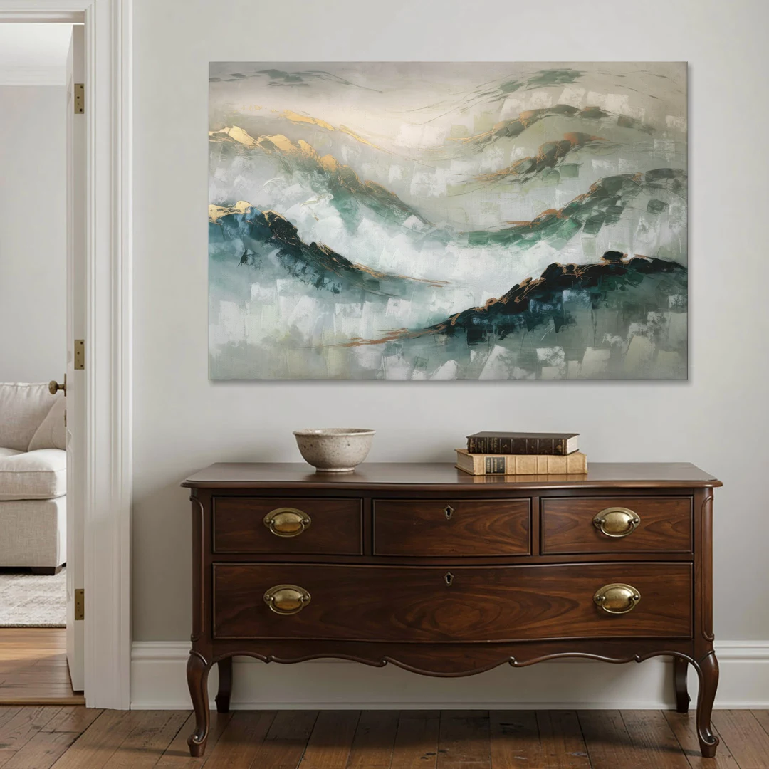Gatlinburg Misty Mountain Gray Landscape - Canvas Wall Art - Coffee Table - 60x40