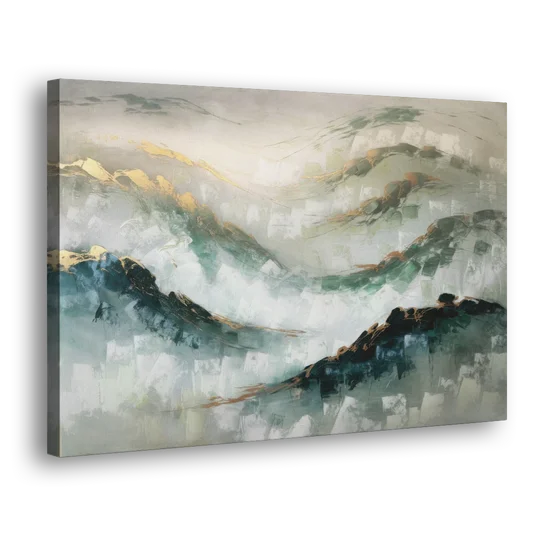 Gatlinburg Misty Mountain Gray Landscape - Canvas Wall Art - Side