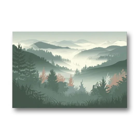 Gatlinburg Misty Mountain Landscape - Canvas Wall Art - Front