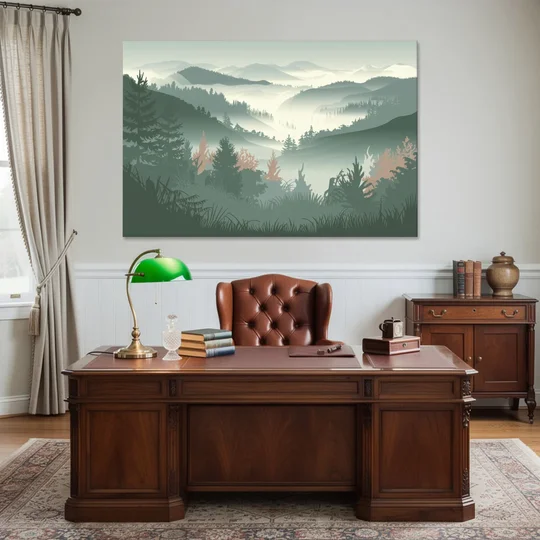 Gatlinburg Misty Mountain Landscape - Canvas Wall Art - Office - 60x40