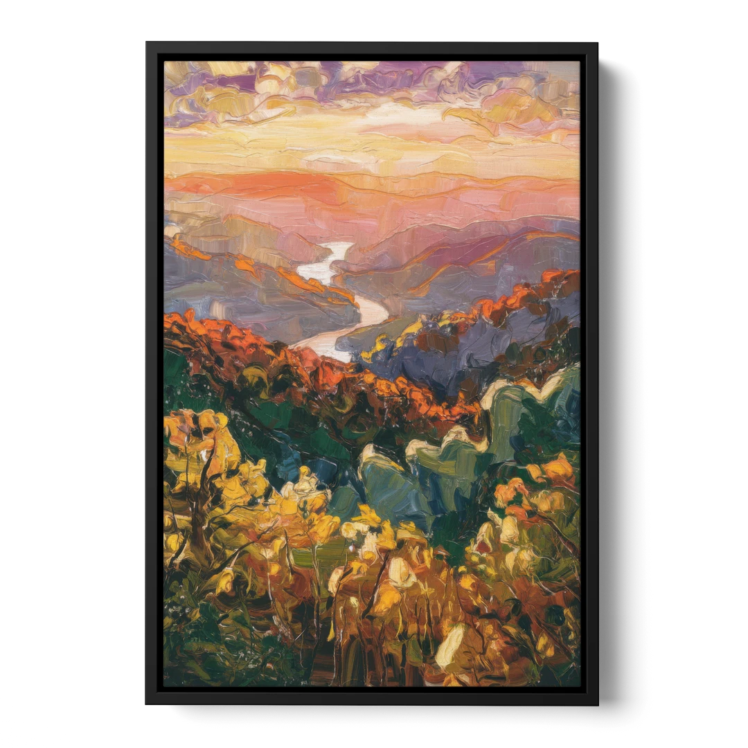 Gatlinburg Scenic Smoky Mountains - Black Framed Canvas Wall Art - Front