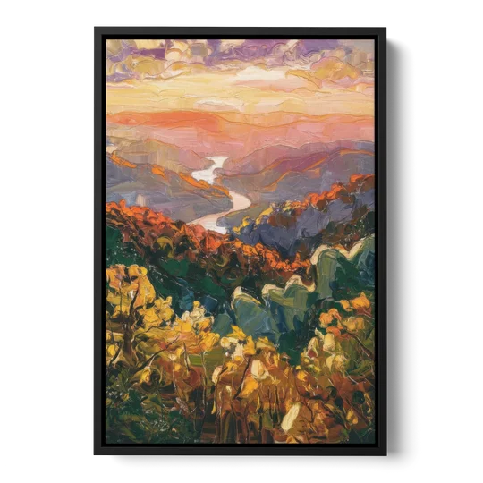 Gatlinburg Scenic Smoky Mountains - Black Framed Canvas Wall Art - Front