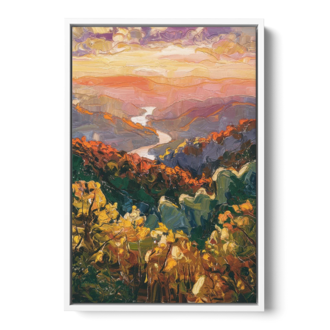 Gatlinburg Scenic Smoky Mountains - White Framed Canvas Wall Art - Front