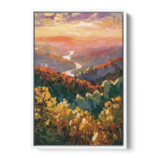 Gatlinburg Scenic Smoky Mountains - White Framed Canvas Wall Art - Front