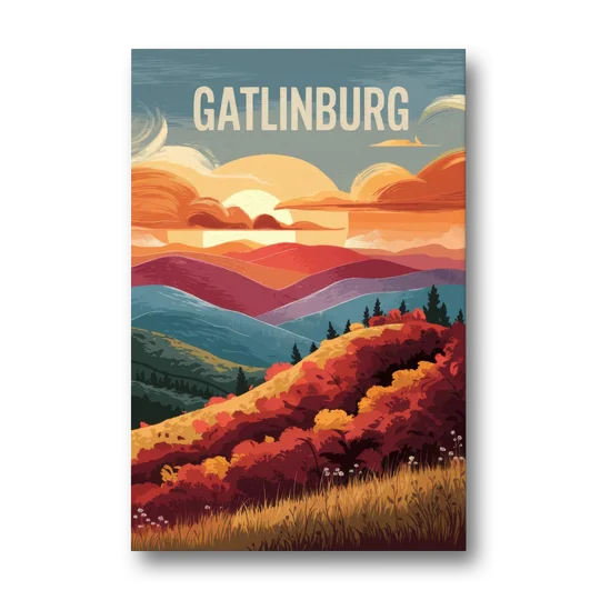 Gatlinburg Sunset Over Hills - Canvas Wall Art - Front