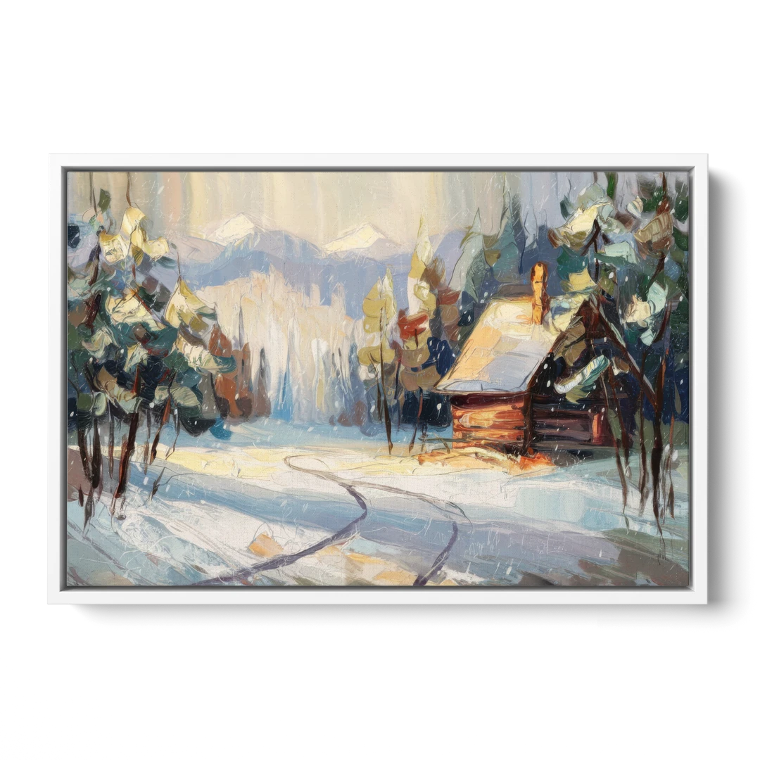 Gatlinburg Winter Wonderland - White Framed Canvas Wall Art - Front