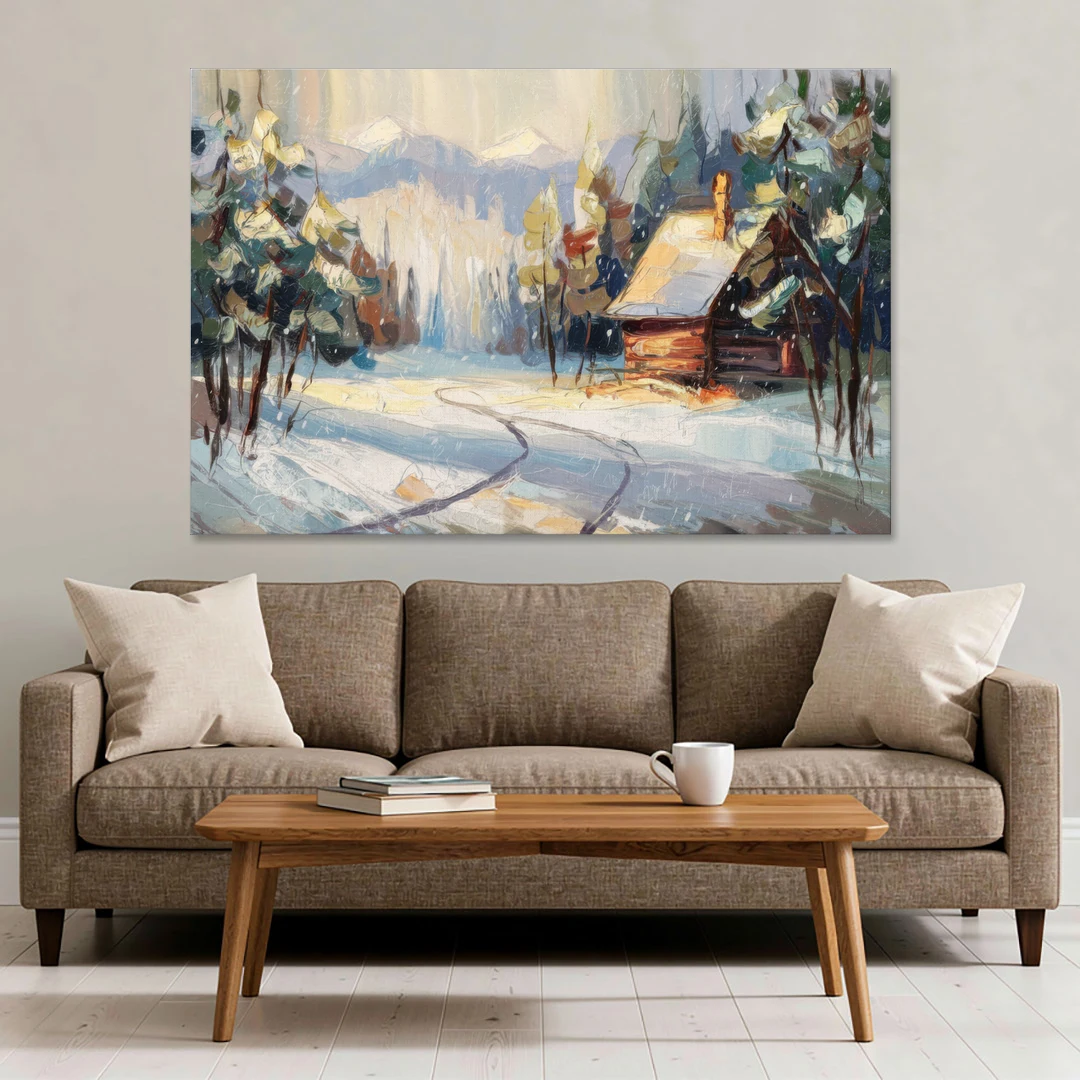Gatlinburg Winter Wonderland - Canvas Wall Art - Sofa - 60x40