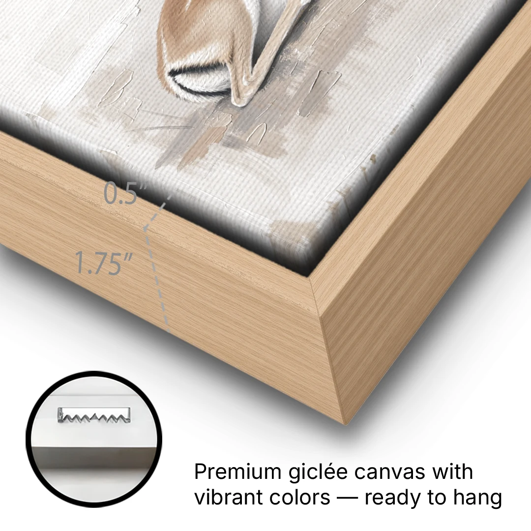 Gazelle Fawn Lying Low in Hiding - Oak Framed Canvas Wall Art - Gallery Wrap Corner