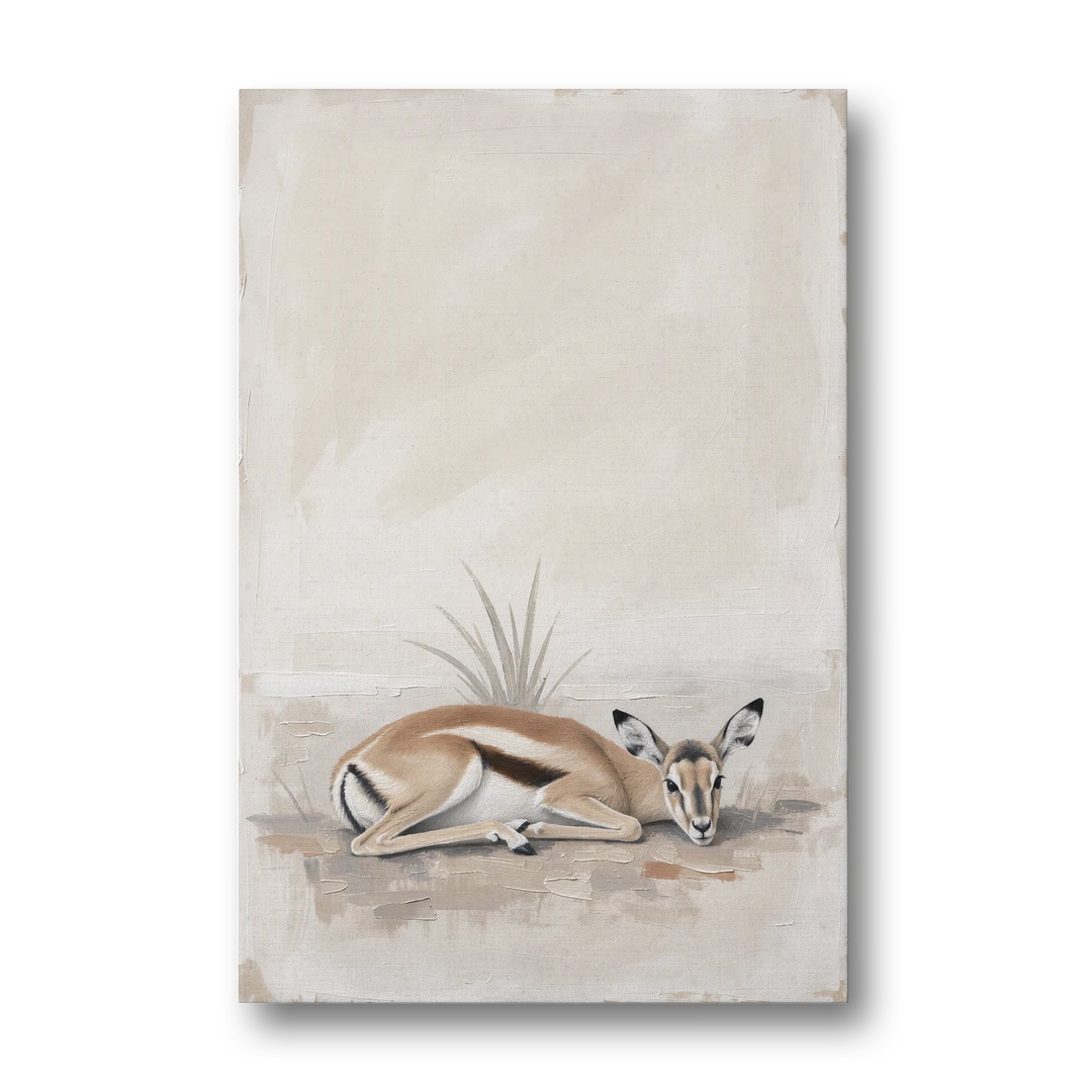 Gazelle Fawn Lying Low in Hiding - Canvas Wall Art - Front
