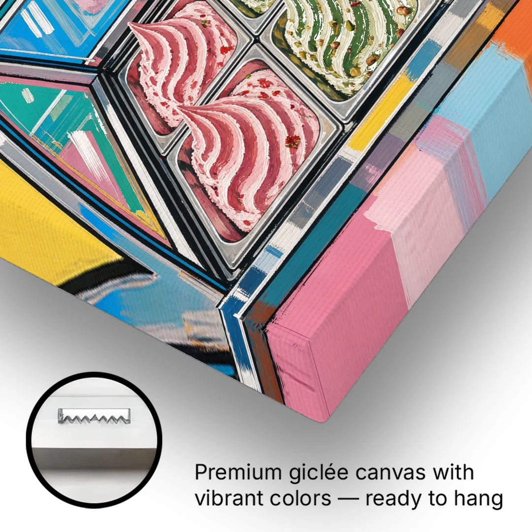 Gelato Painting of a Glass Display Case - Canvas Wall Art - Gallery Wrap Corner