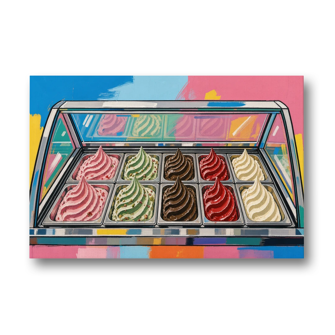 Gelato Painting of a Glass Display Case - Canvas Wall Art - Front