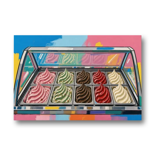 Gelato Painting of a Glass Display Case - Canvas Wall Art - Front