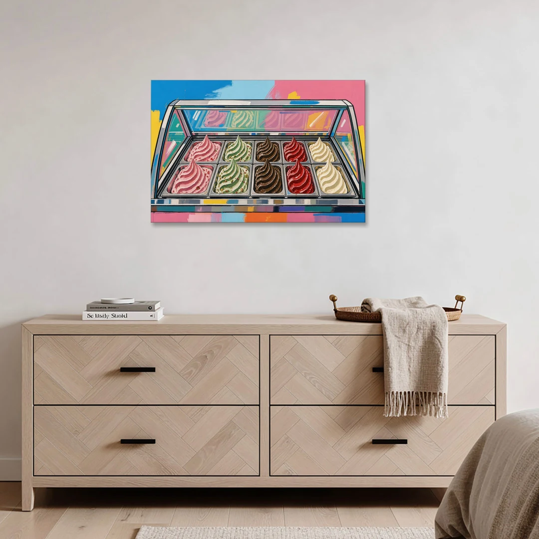 Gelato Painting of a Glass Display Case - Canvas Wall Art - Coffee Table - 36x24