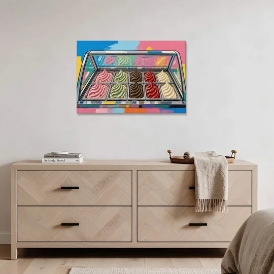 Gelato Painting of a Glass Display Case - Canvas Wall Art - Coffee Table - 36x24