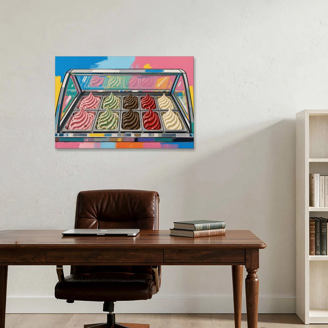 Gelato Painting of a Glass Display Case - Canvas Wall Art - Office - 36x24
