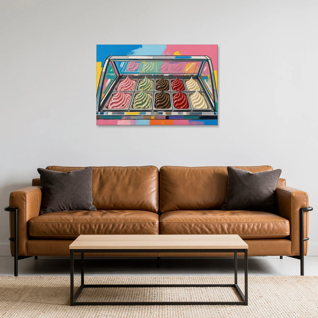 Gelato Painting of a Glass Display Case - Canvas Wall Art - Sofa - 36x24