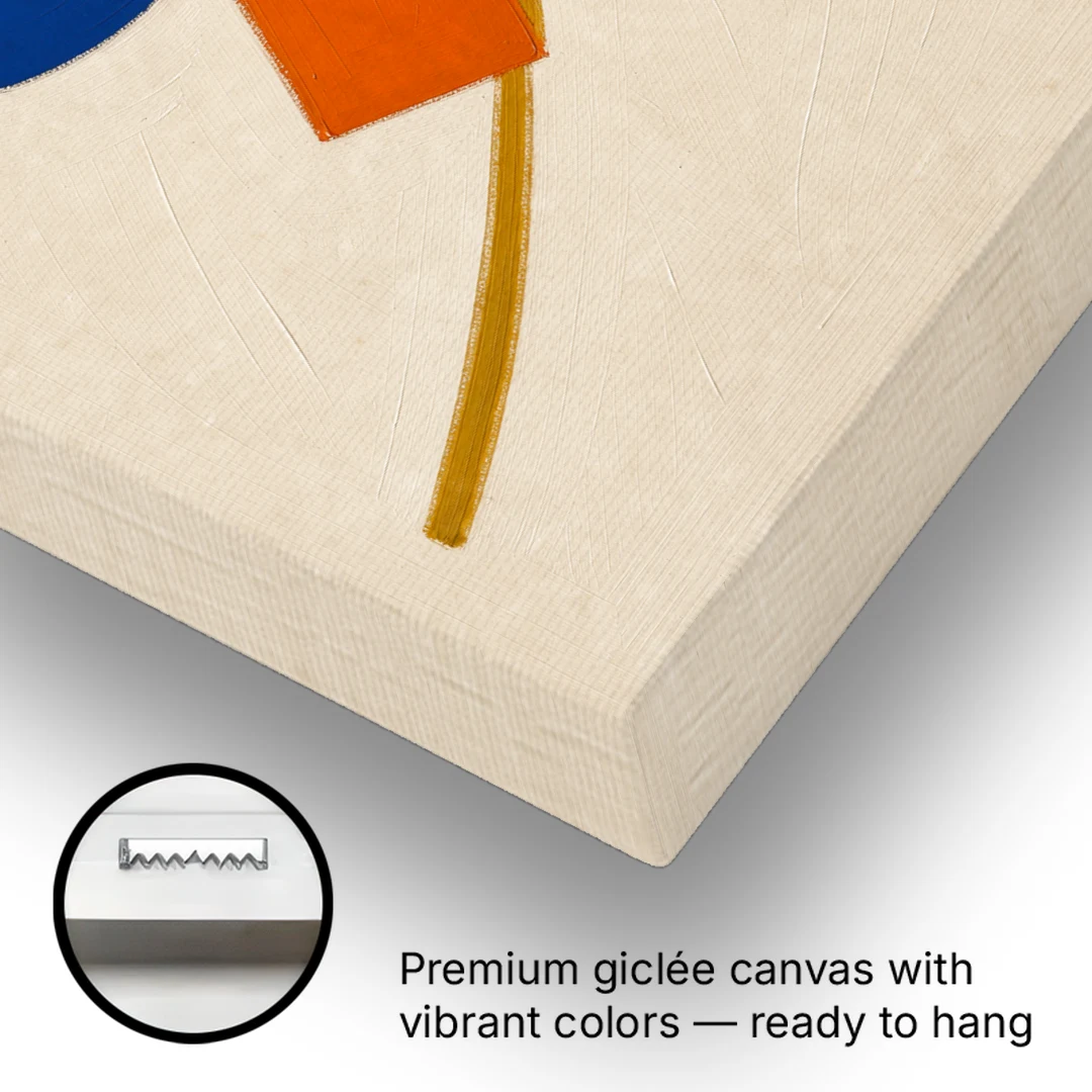 Geometric Abstract Art with Cobalt Sun and Tail Fin - Canvas Wall Art - Gallery Wrap Corner