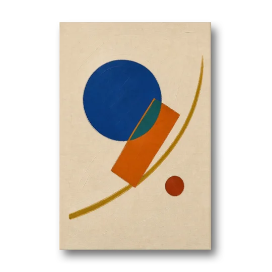 Geometric Abstract Art with Cobalt Sun and Tail Fin - Canvas Wall Art - Front