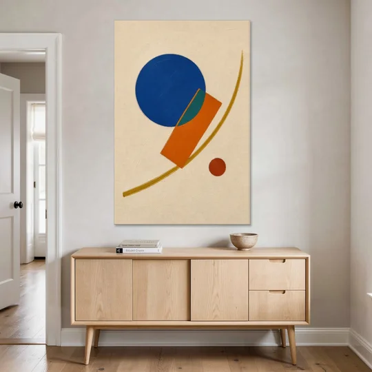 Geometric Abstract Art with Cobalt Sun and Tail Fin - Canvas Wall Art - Coffee Table - 40x60