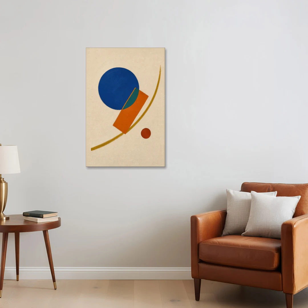 Geometric Abstract Art with Cobalt Sun and Tail Fin - Canvas Wall Art - Sofa - 24x36