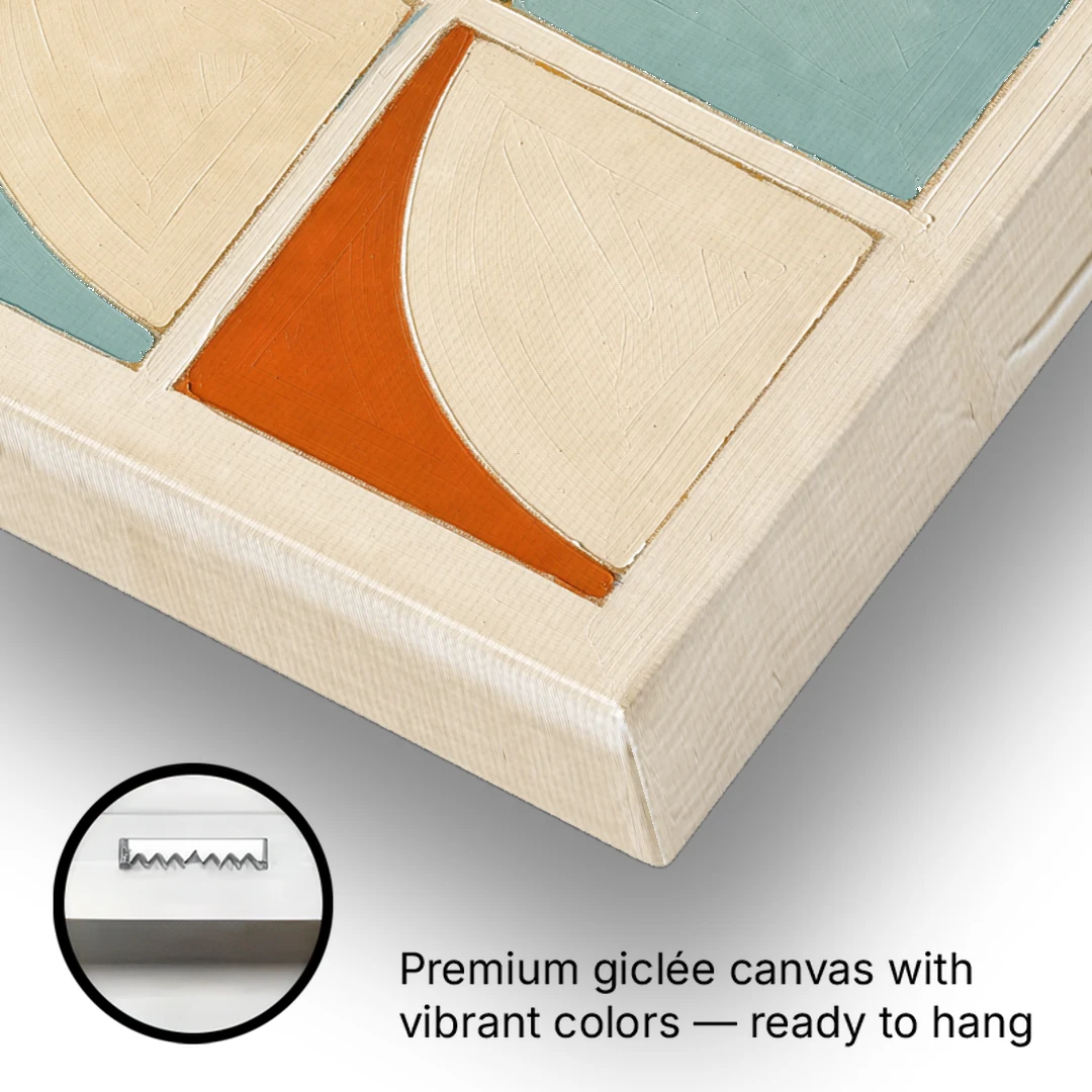 Geometric Art Prints of Six Turning Quarter Circles - Canvas Wall Art - Gallery Wrap Corner