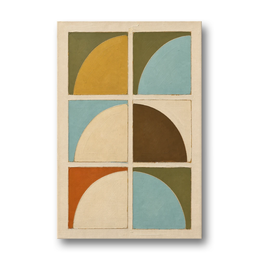 Geometric Art Prints of Six Turning Quarter Circles - Canvas Wall Art - Front
