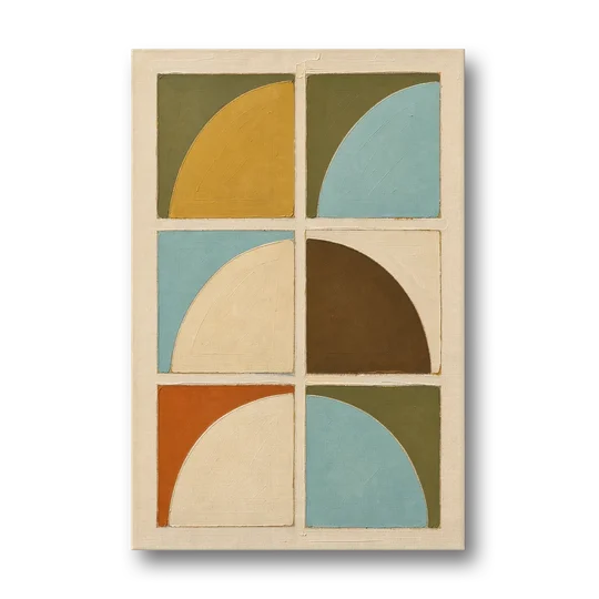 Geometric Art Prints of Six Turning Quarter Circles - Canvas Wall Art - Front